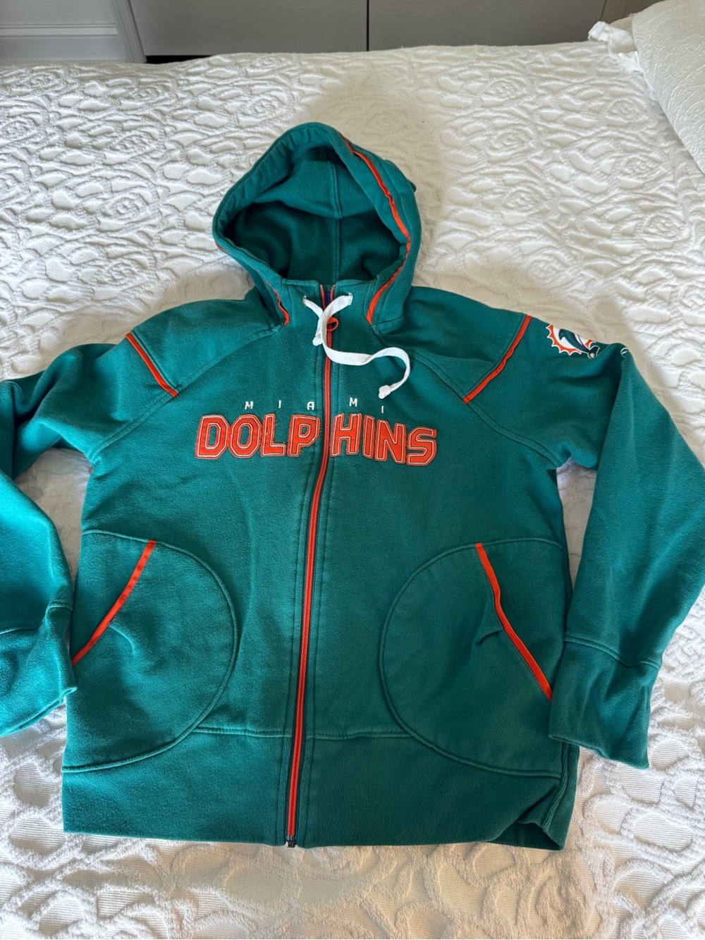 Miami Dolphins Reebok NFL Teal Full Zip Hoodie Men’s M Throwback Logo